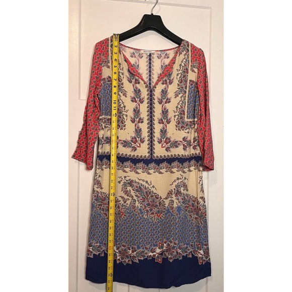 Grain De Malice Women Dress Multicolor Floral V Neck Long Sleeve Boho Peasant 38 - Picture 4 of 9